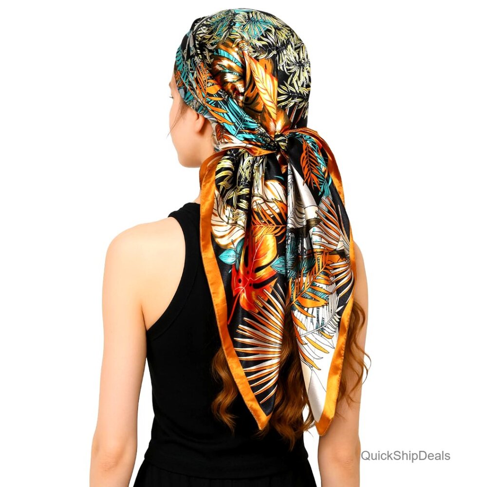 35" Silk-Like Satin Head Scarf for Sleeping Hair Wrapping Night Bandana